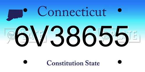 6V38655 Connecticut License Plate