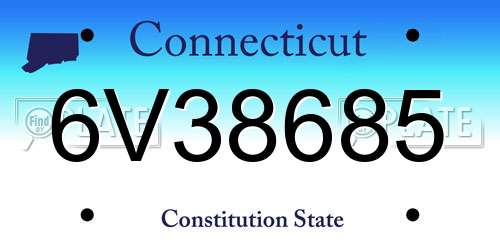 6V38685 Connecticut License Plate