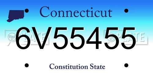 6V55455 Connecticut License Plate