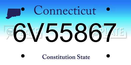 6V55867 Connecticut License Plate