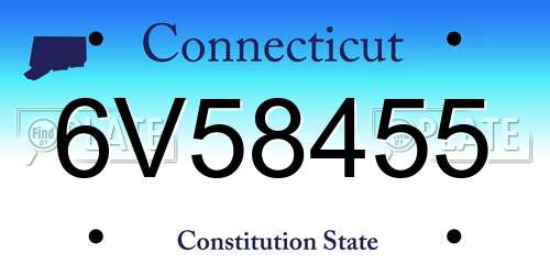 6V58455 Connecticut License Plate