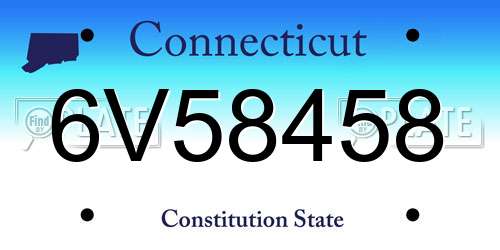 6V58458 Connecticut License Plate