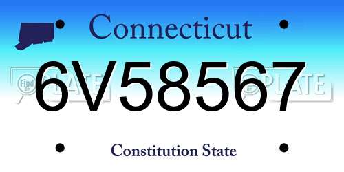 6V58567 Connecticut License Plate
