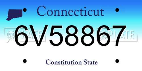 6V58867 Connecticut License Plate
