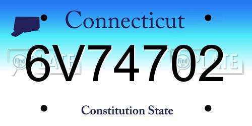 6V74702 Connecticut License Plate