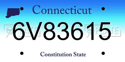 6V83615 Connecticut License Plate
