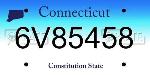 6V85458 Connecticut License Plate