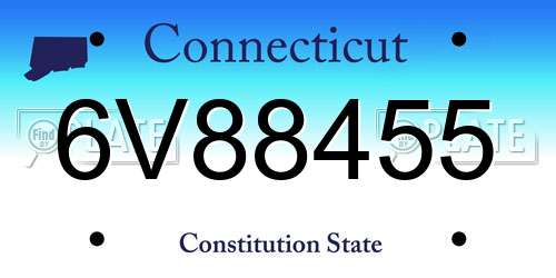 6V88455 Connecticut License Plate