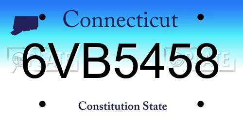6VB5458 Connecticut License Plate