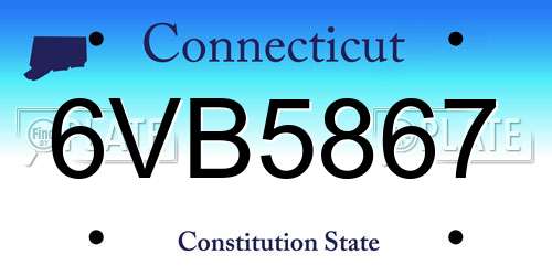 6VB5867 Connecticut License Plate