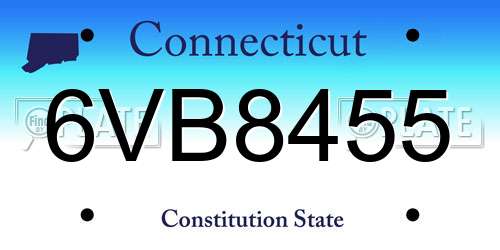 6VB8455 Connecticut License Plate