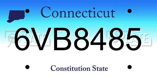 6VB8485 Connecticut License Plate