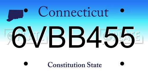 6VBB455 Connecticut License Plate