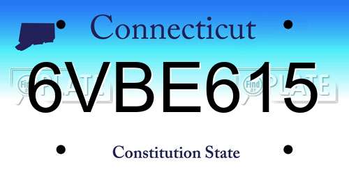 6VBE615 Connecticut License Plate