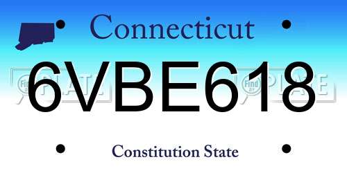 6VBE618 Connecticut License Plate