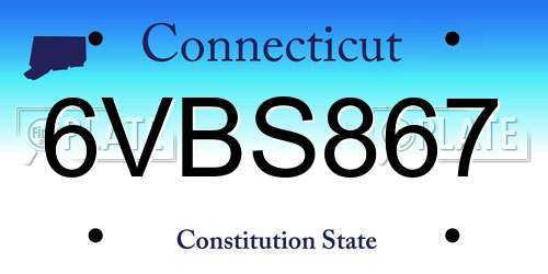 6VBS867 Connecticut License Plate