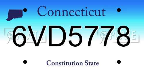 6VD5778 Connecticut License Plate