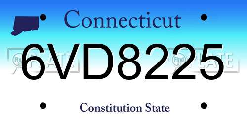 6VD8225 Connecticut License Plate