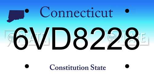 6VD8228 Connecticut License Plate