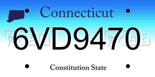6VD9470 Connecticut License Plate
