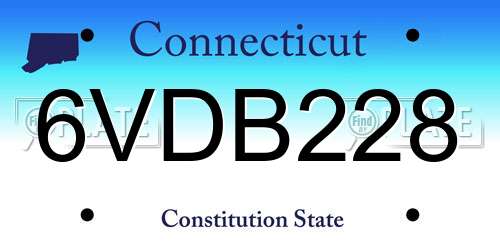 6VDB228 Connecticut License Plate