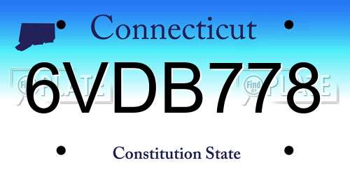 6VDB778 Connecticut License Plate