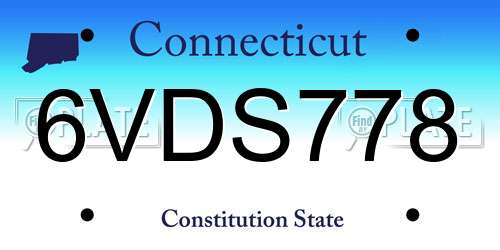 6VDS778 Connecticut License Plate