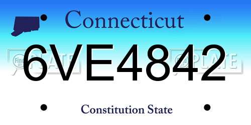 6VE4842 Connecticut License Plate