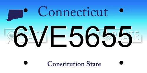 6VE5655 Connecticut License Plate