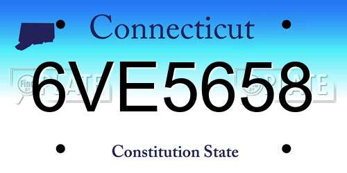 6VE5658 Connecticut License Plate