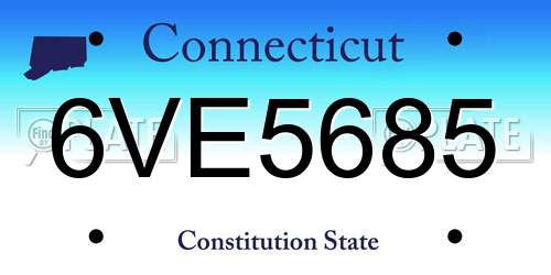 6VE5685 Connecticut License Plate