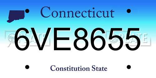 6VE8655 Connecticut License Plate