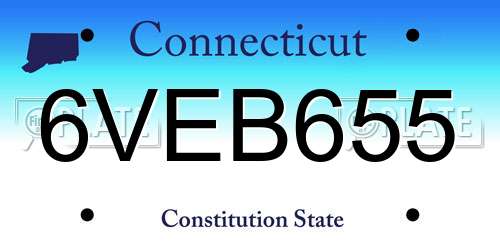 6VEB655 Connecticut License Plate