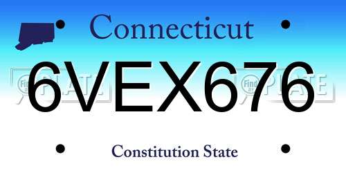 6VEX676 Connecticut License Plate