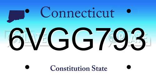 6VGG793 Connecticut License Plate