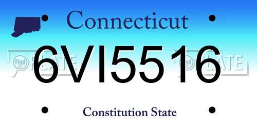 6VI5516 Connecticut License Plate