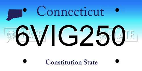 6VIG250 Connecticut License Plate