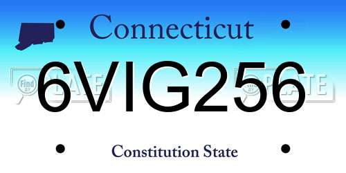 6VIG256 Connecticut License Plate