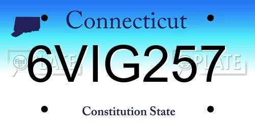 6VIG257 Connecticut License Plate