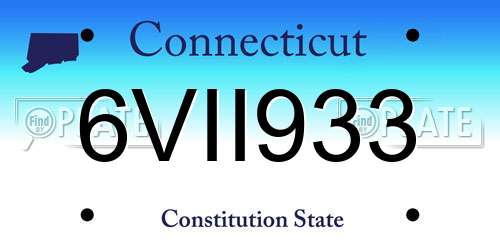 6VII933 Connecticut License Plate