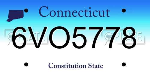 6VO5778 Connecticut License Plate