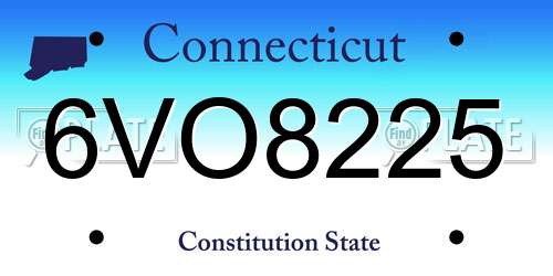 6VO8225 Connecticut License Plate