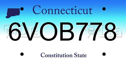 6VOB778 Connecticut License Plate