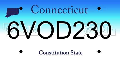 6VOD230 Connecticut License Plate