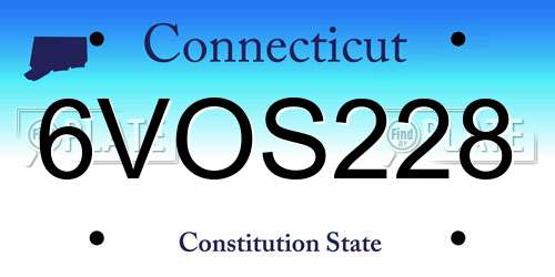 6VOS228 Connecticut License Plate