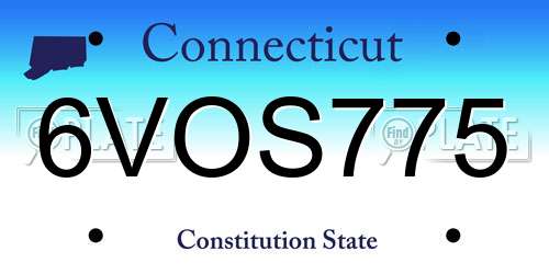 6VOS775 Connecticut License Plate