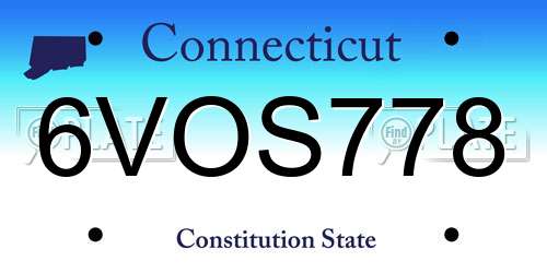 6VOS778 Connecticut License Plate