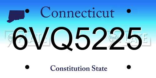 6VQ5225 Connecticut License Plate