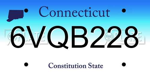6VQB228 Connecticut License Plate