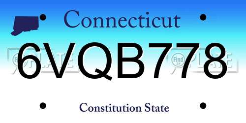 6VQB778 Connecticut License Plate